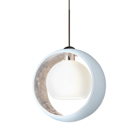 Pogo Cord Pendant, White/Inner Silver And Opal Matte, Bronze Finish, 1x5W LED